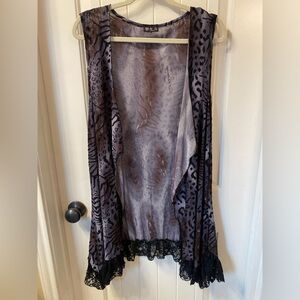 Womens Animal Print Lace Vest Top